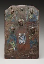Fragmento de una placa de un relicario que representa la crucifixión, 1175-1200
